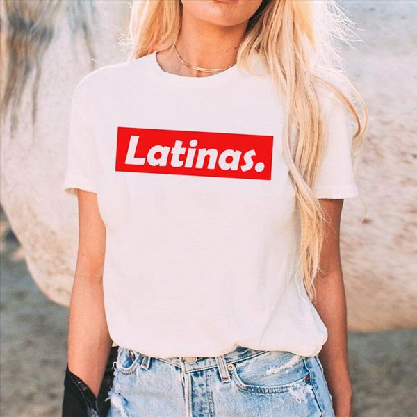 

latinas print t shirts women summer short sleeve slogan t shirt moletom do tumblr tees feminist shirt, White