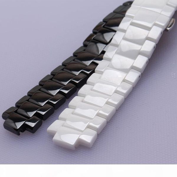 

convex ends watchbands black white ceramic fit ar 1421 1426 wristwatch straps 22mm lug 11mm fashion mens accessories 19mm lug 10mm bracelet, Black;brown