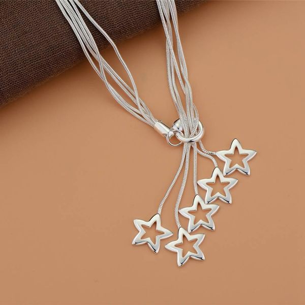 

wholesale women wedding cute necklace beautiful fashion elegant silver charm star fine chain pretty necklace jewelry jsn152 h bbyktt