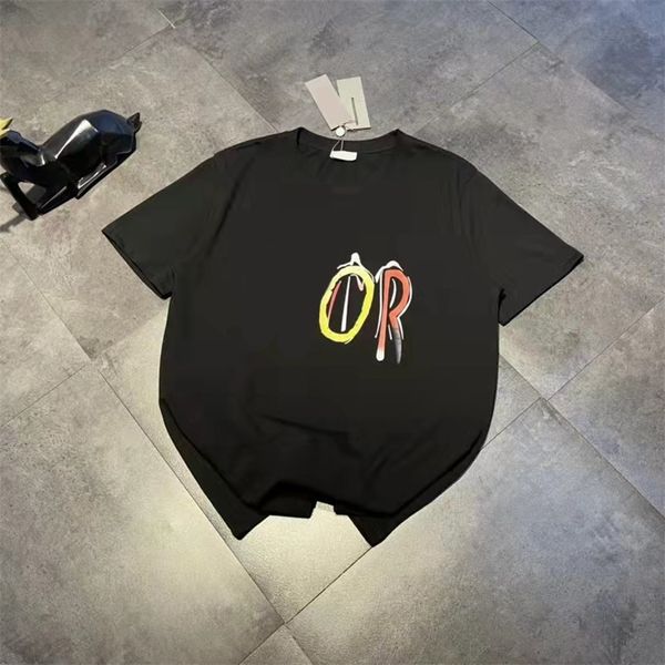 

warehouse clothing spring and summer new color painting letters are comfortable, soft, breathable, leisure and fresh couple short sleeves sa, White