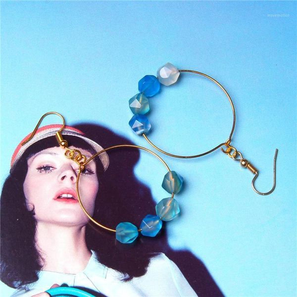 

big circle natural faceted stone agates amazonite amethysts rhodochrosite stones earring for women wholesale gifts her ladies1, Silver