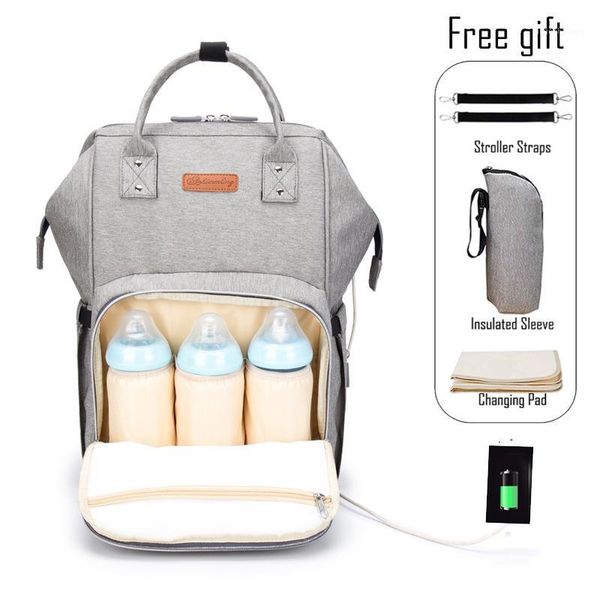 

fashion baby diaper bag backpack usb multifunction nursing bags stroller waterproof maternity nappy travel bag for mom1