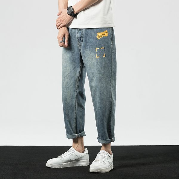 

fashion label loose denim harlan spring and summer 2020 large men's fashion harlan pants jeans and jeans piece men's pants areeq, Blue