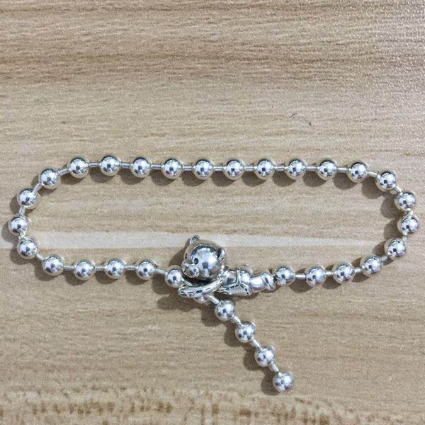 

mistletoe 925 sterling silver bear string of beads bracelet & necklace jewelry adjustable length 1028, Black