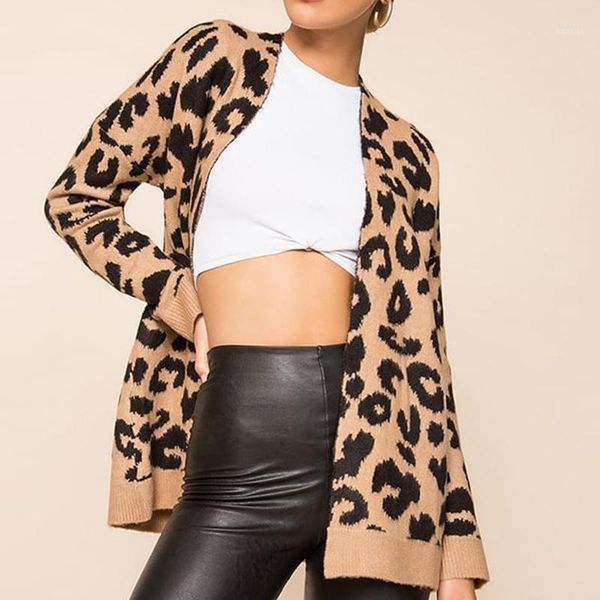 

katara leopard sweaters women fashion autumn open stitch sweater women elegant long sleeve cardigan sweaters female ladies ji1, White