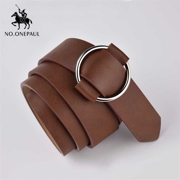 

no.onepaul genuine quality ladies fashion latest needle-metal round buckle belt jeans wild luxury brand the women belt for 220210, Black;brown