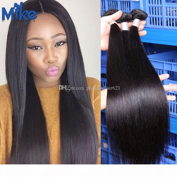 

mikehair brazilian human hair bundles 8-30inche straight hair extensions 3 bundles raw peruvian indian malaysian hair weaves for women, Black