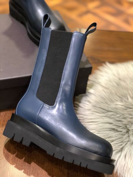 

luxury women platform boot designer women boots mid-calf boots in storm cuir brand square toes comfortable casual women's boots, Black