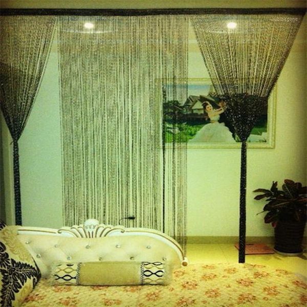 

10pcs shiny tassel silver line string curtain 100x200cm fashion valance living room divider wedding diy home decoration1