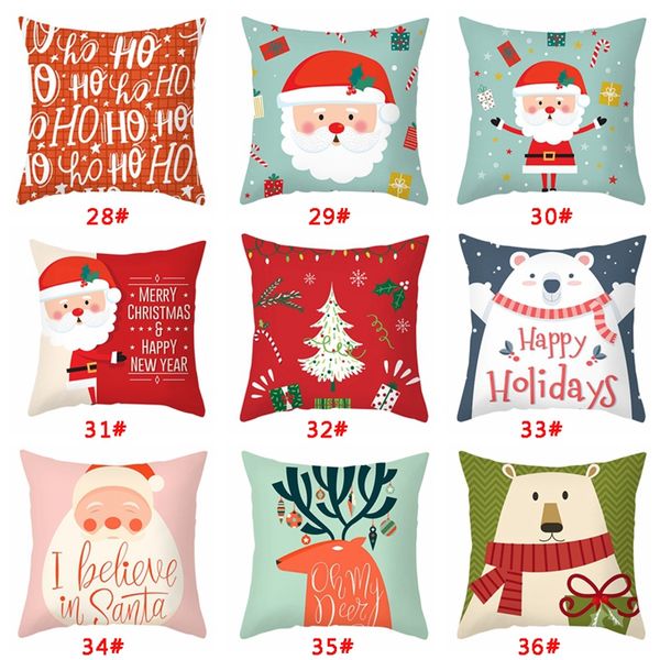 Capa de travesseiro de Natal dos desenhos animados 40 estilos Floco de neve Papai Noel Árvore de Xmas Impresso Fronha Xmas Decoração Do Natal Plepon Wide BH4265 TYJ