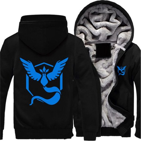 

2021 new us size for men hoodies pocket monster team valor mystic instinct cosplay jacket sweatshirts thicken hoodie coat adrs, Black
