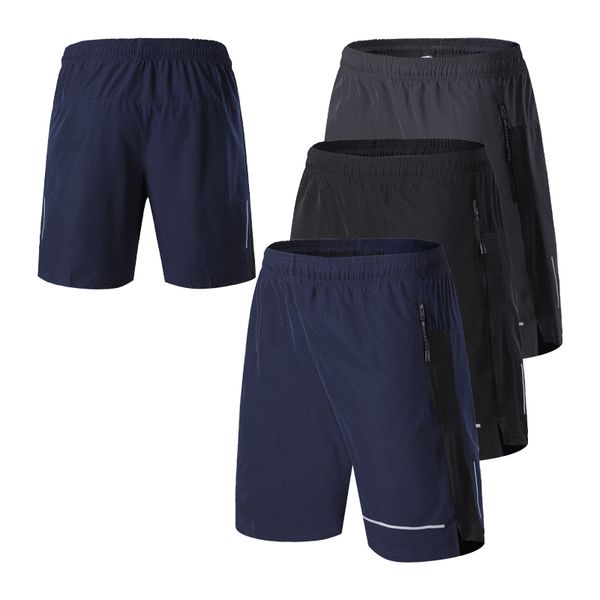 

men solid gym shorts exercise sports indoor gym spandex jogging soccer cycling short reflective strip running traning shorts, Black;blue