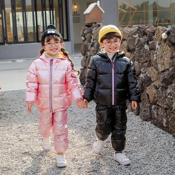 

2020 winter new products for children, boys girls, infants young children's down padded clothes set and thickened cotton, Blue;gray