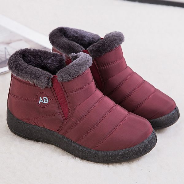 

women fashion waterproof snow boots for 2019 shoes woman keep warm ankle botas mujer plus size 43 winter footwear, Black;brown
