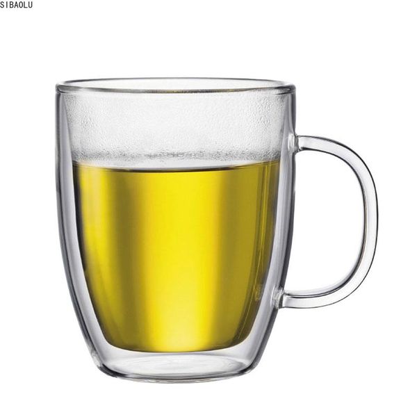 

double-layer glass large-capacity mug 475ml coffee cup handmade insulated glass