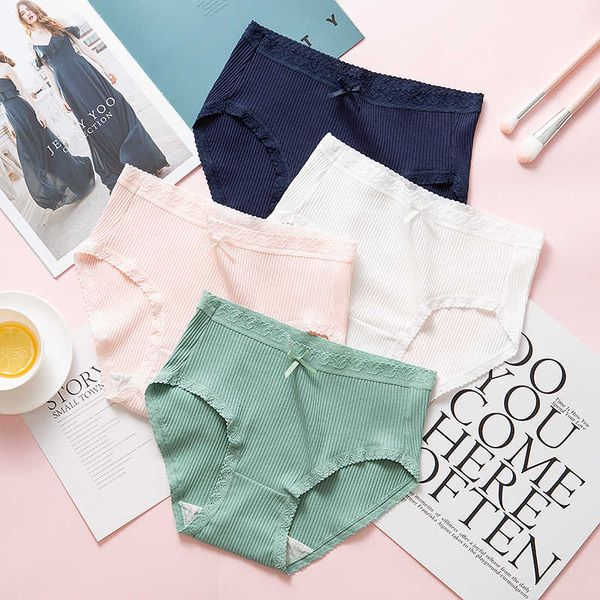 

new threaded cotton lace bow breathable hip women's panties, ladies panties, Black;pink