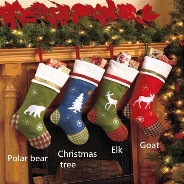 

1pcs cute christmas gift socks candy gifts bag xmas tree party hanging ornaments1