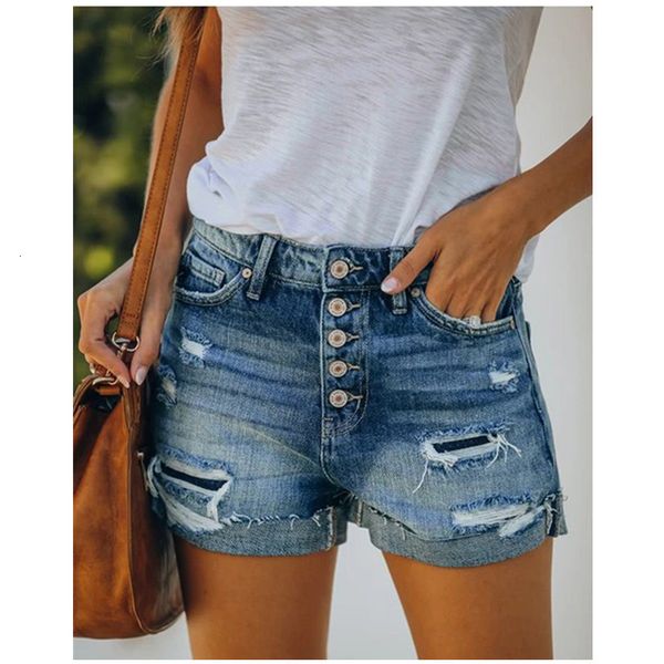 

denim button holes tassel light large waist fashion women's shorts, White;black