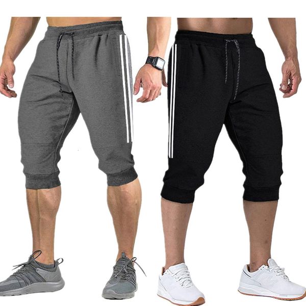 

2020 summer new men's capris casual slim sports breathable shorts for men, White;black