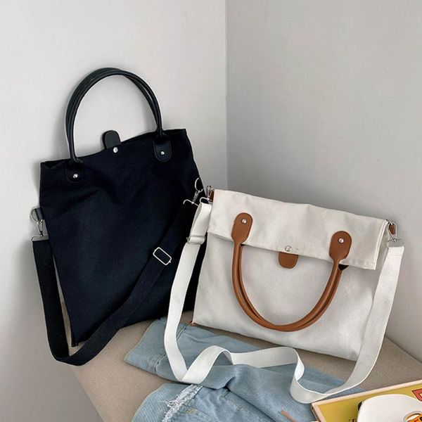 

fashion folding women shoulder bag canvas pu large capacity crossbody handbag popular simple female daily bag