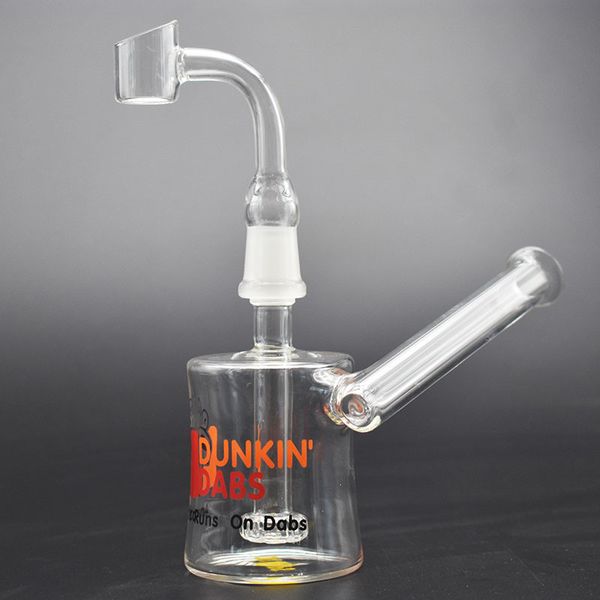 USA popolare bicchiere di vetro bong piattaforma petrolifera Dunkin DABS bong d'acqua 14,5 mm vetro riciclatore bong con tubo bruciatore a olio di vetro e chiodo banger