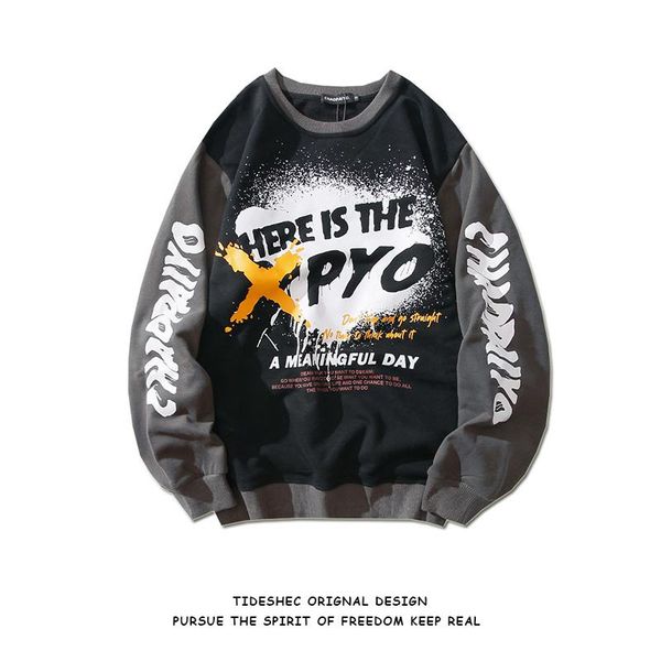 

men's sweaters korean sweatshirt streetwear print men hip hop pullover sweatshirts couple hoodie autumn man/woman loose, White;black