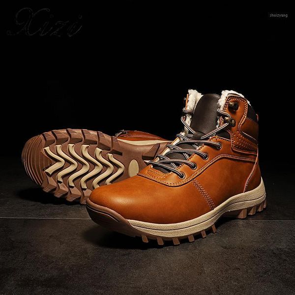 

xizi men safety fashion autumn winter boots shoes high-cut warm ankle snow land shoes vintage style classic botas hombre1, Black