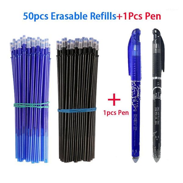 

gel pens 51pcs/set 0.5mm blue black ink erasable refill rod pen writing stationery1