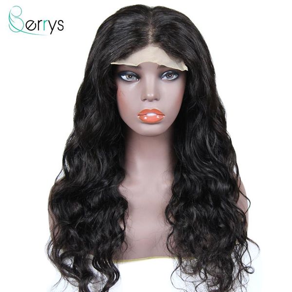

human hair natural wave 5x5 lace closure wig middle part transparent lace wigs 180% density 10-30 inches berryshair, Black;brown