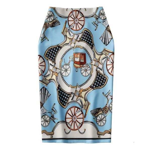 

women's pencil skirt new retro bohemia flower print high waist slim split skirts girl summer tube japan female falda ls270, Black