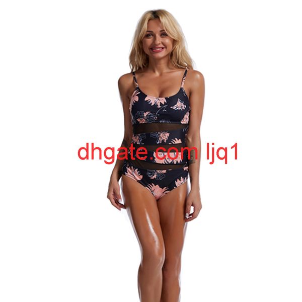 

2021 new swimsuit mesh stitching printed one piece swimsuit, White;black
