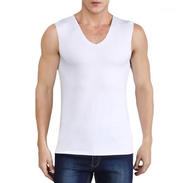 

men' tank kancoold men' summer modal traceless thin breathable solid color v-neck sleeveless casual jan31, White;black