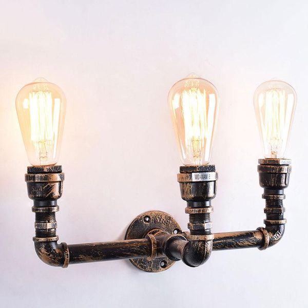 

wall lamp retro industrial vintage iron rust water pipe lamps e27 loft light plated indoor lighting home bedroom restaurant deco