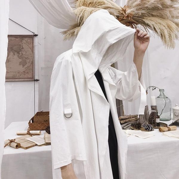 

japanese style trend irregular fake two pieces of edge windbreaker fashion slim men's outwear casual wild windbreaker1, Tan;black