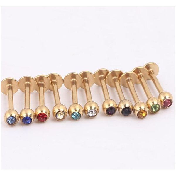 

gold lip stud l04 100pcs/lot stainless steel china factory body jewelry lip labret ring custo sqcipt new_dhbest, Black