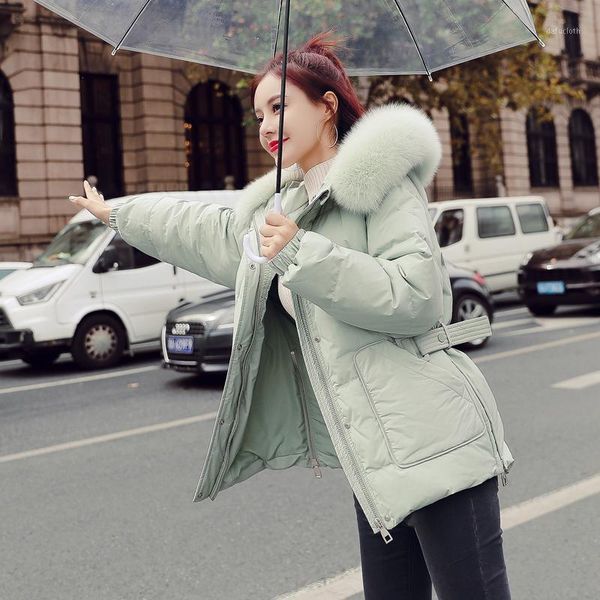 

women winter jacket big fur collar long sleeve warm thick solid jaket women 2019 new filled cotton fashion winter jacket1, Black