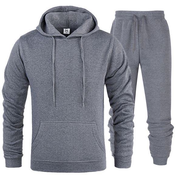 

2-piece men's sports hoodie and , running suit, spring, 2020, Gray