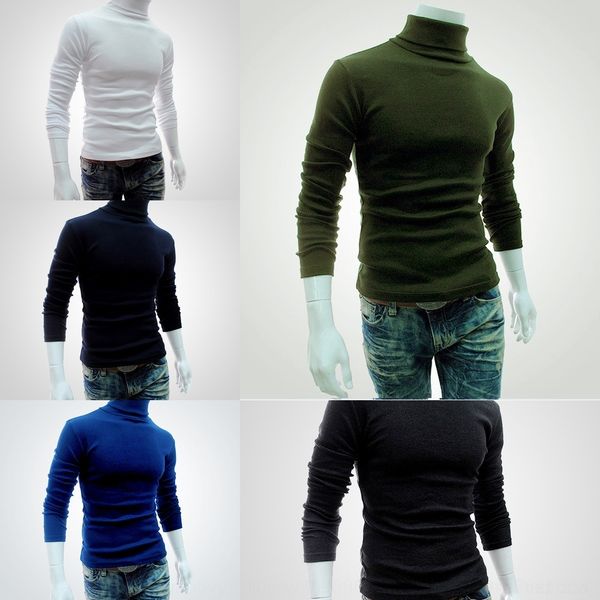 

5rxnx winter high collar bottoming long sleeve autumn winter knitwear versatile men's high collar pullover bottoming long sleeve autumn, Blue