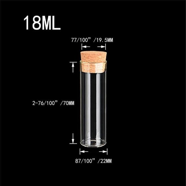 

22x70mm 18ml empty glass transparent clear bottles with cork ser glass vials jars packaging bottles test tube 10 bbysqf