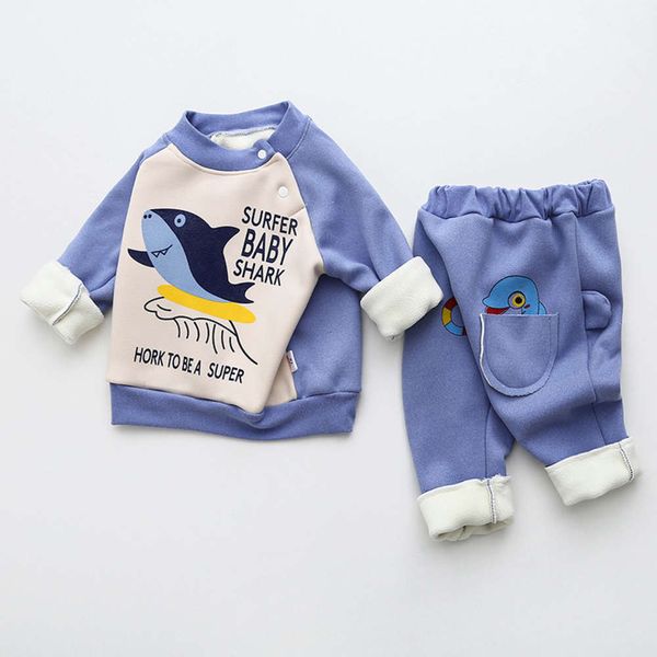 

children's plush sweater suit men's women's thermal underwear harem pants two piece pajamas autumn and winter outerwear, Blue;red