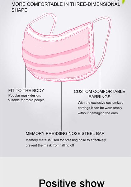 

factoryh1zgdisposable masks adults black face white 50pc pink fog-proof 3-ply thickened labor protection facem