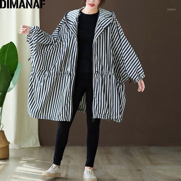 

women's jackets dimanaf plus size women coats autumn outerwear zipper bat sleeved oversize female loose hooded striped clothes 150kg fi, Black;brown