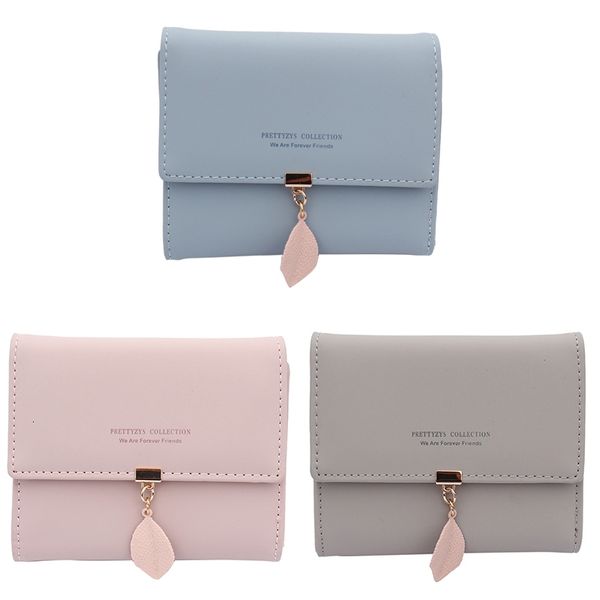 

cute ladies small wallet pu leather leaf pendant card holder storage bag zipper coin purse, Red;black