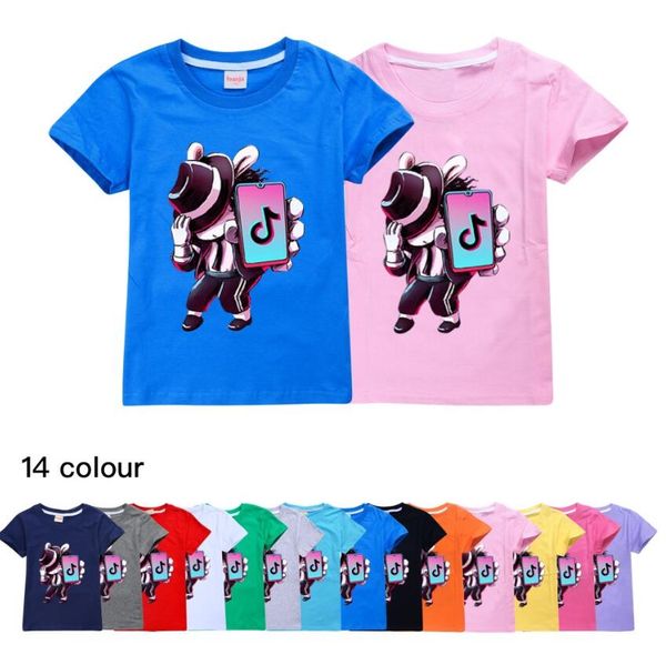 

tiktok children short-sleeved t-shirt 14 color available cotton tshirt kids clothes kids boy/girl tees tik tok kids t shirt, Blue