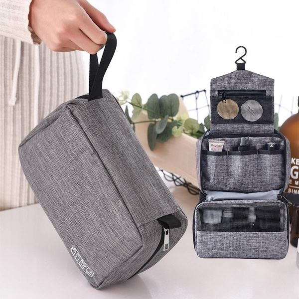 

folding man's cosmetic bag travel hanging bathroom toiletry makeup suitcase organizer cable electronic gadgets case home storage