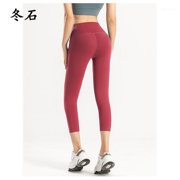 

yoga outfits women sports leggings cropped slim pant running tights elastic workout gym sportswear1, White;red
