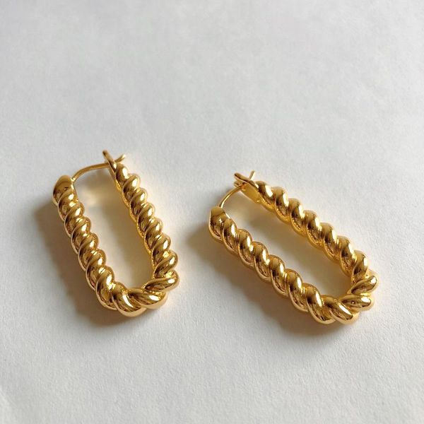 

dangle & chandelier brass with 18k gold twist u statement drop earrings punk party gown runway t show gothic rare korean japan ins boho top, Silver