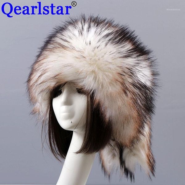 

qearlstar man women fur hats 2020 thicken warm furry faux fur flat caps winter russian casual luxury skullies beanie zkg331, Blue;gray