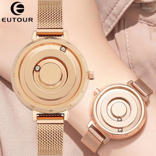 

wristwatches eutour women watch rose gold sliver black watches magnetic metal magnet ball female ladies stainless steel quartz wristwatch1, Slivery;brown