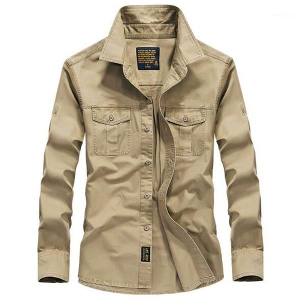 

2020 spring men's casual long sleeve shirt man 100% cotton army green shirts black khaki -6xl1, White;black
